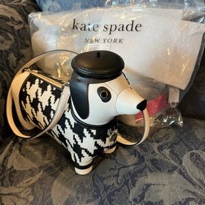 AUTHENTIC AND SUPER CUTE KATE SPADE CLAUDE DACHSHUND HOUNDSTOOTH CROSSBODY.